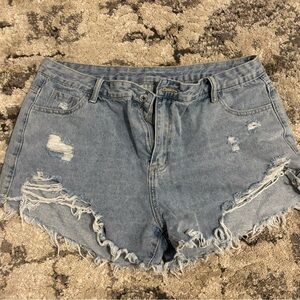 SHEIN Light Blue Distressed Jean Shorts